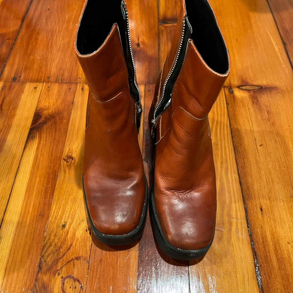 Zara Brown Ankle Boots with Zipper